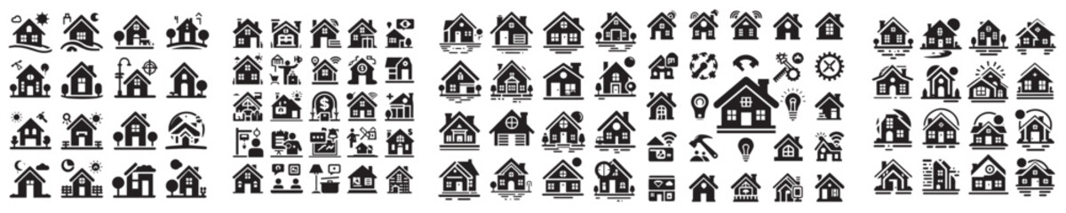 vector set of silhouette houses