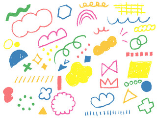 手描きあしらセット　幾何学模様　クレヨン