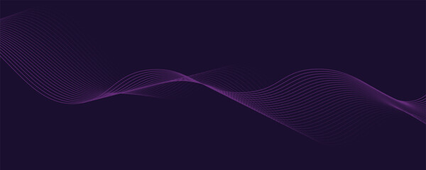 Purple background with flowing wave lines. Futuristic technology concept. Vector illustration