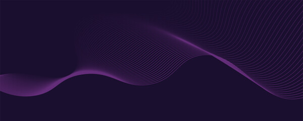 Purple background with flowing wave lines. Futuristic technology concept. Vector illustration