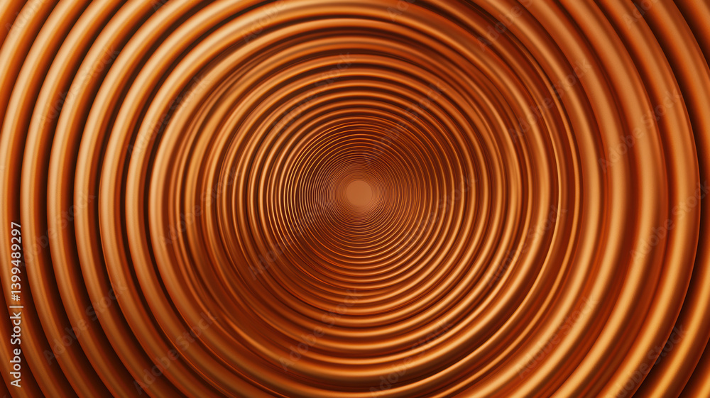 Poster mesmerizing view of copper pipe system creates sense of depth and movement, drawing eye into its spi
