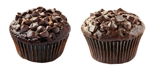Chocolate muffin, dessert, chocolate, png, cut out, on white background, cut out