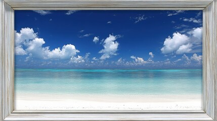 Fototapeta premium High-quality framed sea landscape with crystal waters and white sands