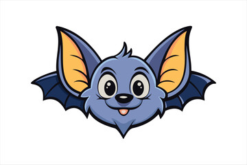 Adorable Cartoon Bat with Big Eyes and Friendly Smile