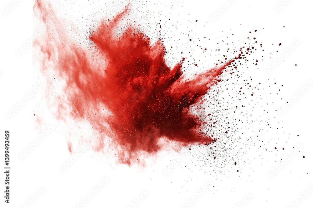 Poster an explosion of red powder creates a dynamic abstract visual eff