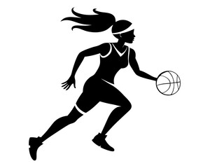 Female Basketball Player Vector & SVG Silhouettes, Female Player Icon Vector