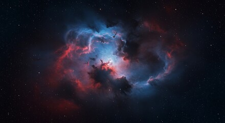 Cosmic Dance of Crimson and Azure AI Generated