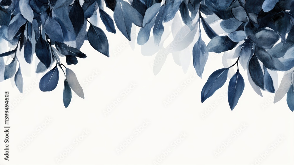 Poster stylized branches and leaves create a tranquil border for seasonal text in a peaceful setting