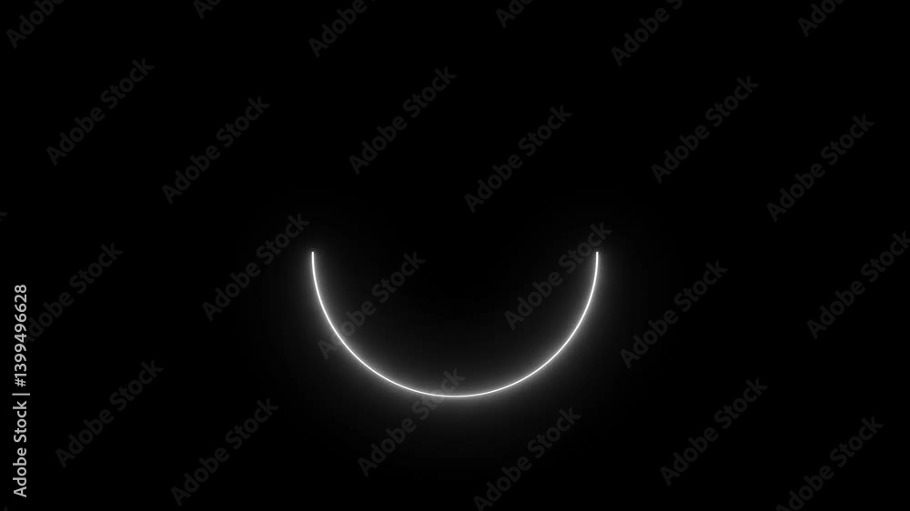 Poster neon light trail circle animation isolated on black background. endless circular looping pattern slo