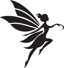 Beautiful Fairy silhouette black vector Illustration