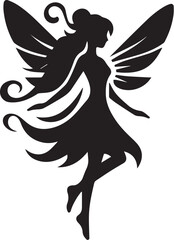 Beautiful Fairy silhouette black vector Illustration