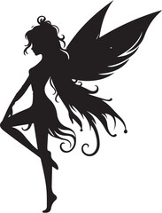 Beautiful Fairy silhouette black vector Illustration