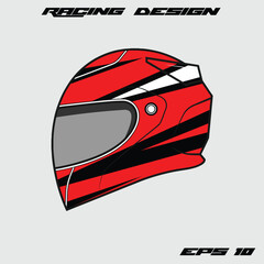 Racing helmet design with bold red and black stripes, showcasing sleek lines and modern style © riyal