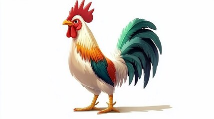 Fototapeta premium Colorful rooster illustration on plain background