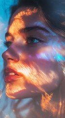 Abstract portrait of a woman with light and shadows over her face