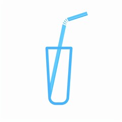 Light Blue Glass with Straw