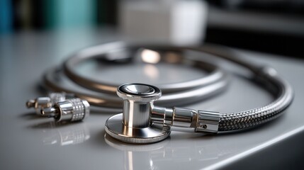 Professional stethoscope close-up on medical desk