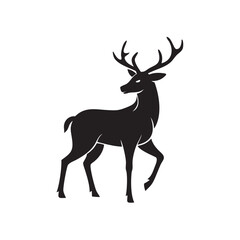 Obraz premium Majestic stag silhouette against a black background elegant dark design simple graphic vector illustration noble deer dark art