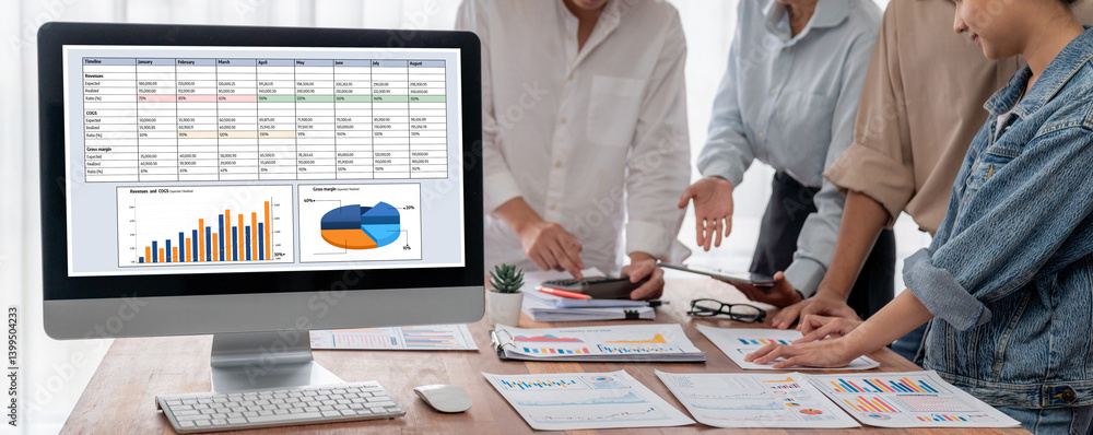 Leinwandbilder business data dashboard provide business intelligence analytic for marketing strategy planning brisk