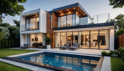 High-Resolution Photo of Sleek Modern House Facade