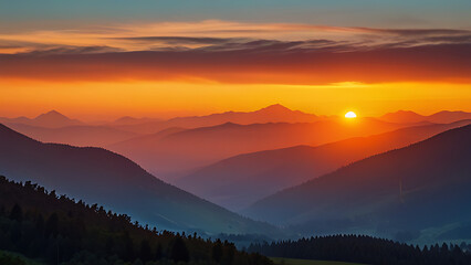 Tranquil Sunset Over the Mountains