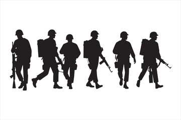 Obraz premium Soldier and Army Force Silhouettes Soldier army silhouettes Army soldiers