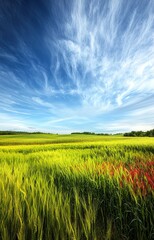 Fototapeta premium wheat field and blue sky