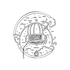 Vintage Rocket Ship Isolated On White Background