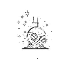 Obraz premium Outline Science Experiment with Stars and Dots