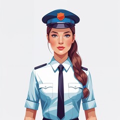 Customer Service Representative in uniform vector art illustration on plain white background