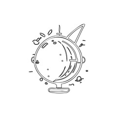 Stylized Cosmic Globe with Celestial Orbits