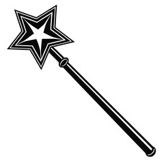 Minimalist Magic Wand Silhouette for Fantasy Designs