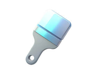 A futuristic 3D icon of a paintbrush, isolated on white background, symbolizing creativity, design, and art. Perfect for digital artwork, graphic design, and painting applications