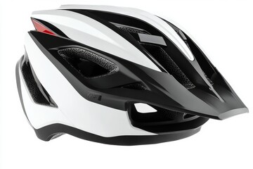 Stylish white bicycle helmet with black accents.  Features ventilation