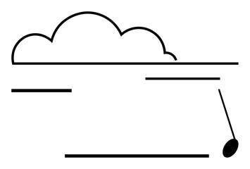 Large cloud shape with horizontal lines and a small swing hanging, evoking harmony, leisure, and simplicity. Ideal for relaxation, balance, freedom, nature minimalism mindfulness creativity. Flat