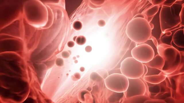 Rapid tracking video with vivid contrast, high key lighting, establishing scene, the camera rapidly tracks to expose fast-moving coenzymes