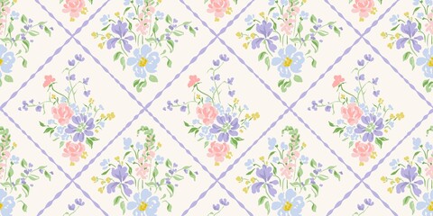 Delicate Floral Pattern on a Light Cream Background