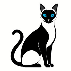Black and White Silhouette of a Siamese Cat, Elegant and Unique, Minimalist Style	