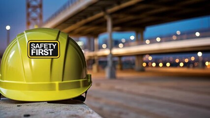 Hard hat and safety helmet on construction site highlight diligence and safety in building, emphasizing importance of workplace safety.