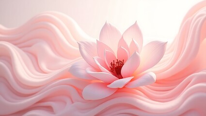 Delicate pink lotus blossom nestled on soft flowing fabric serene peaceful image with soft lighting
