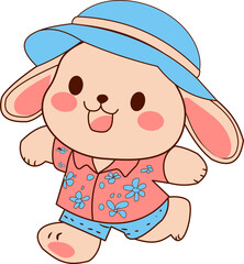 playful cartoon bunny is songkran thailand asian