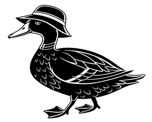 Duck with Hat Vector & SVG | Funny Farm Animal Vector for Apparel, Kids Crafts & Quirky Design