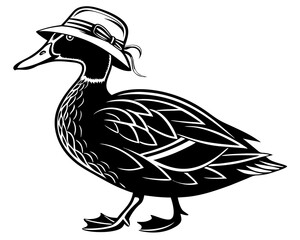 Duck with Hat Vector & SVG | Funny Farm Animal Vector for Apparel, Kids Crafts & Quirky Design