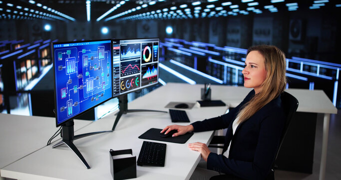 Female Engineer Using Scada System