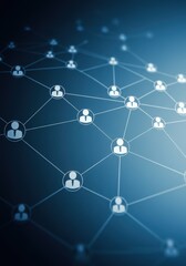Business network connections with white human icons connected on a digital blue background concept
