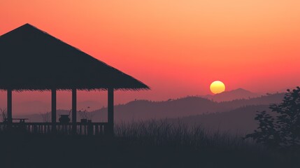 Obraz premium Sunrise Over Mountain Hut