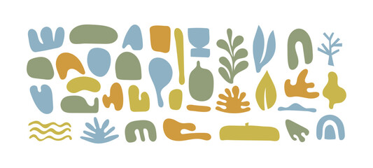 Abstract organic shapes and forms. Modern elements  in minimalist style, Hand drawn for banners, cards, social media, etc. vector illustration	
