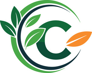 Fototapeta premium logo with leaf letter c