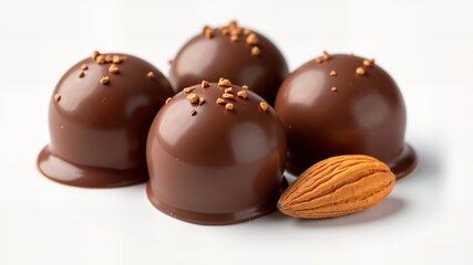 Chocolate balls with almond isolated on white background, 3d illustration.