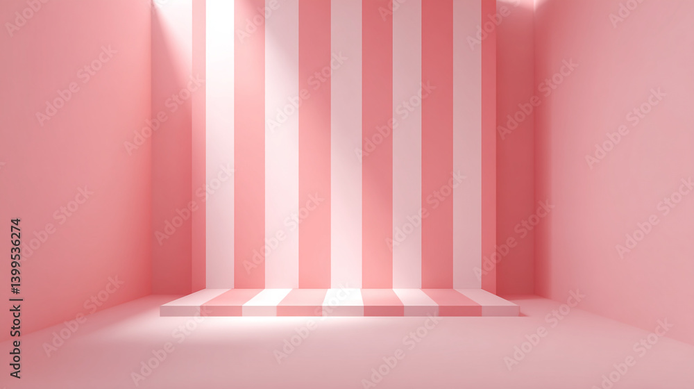 Poster pink striped product backdrop studio background for display presentation and advertisement design